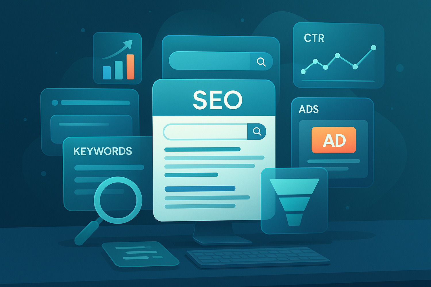 creami un'immagine moderna inerente al seo e ads