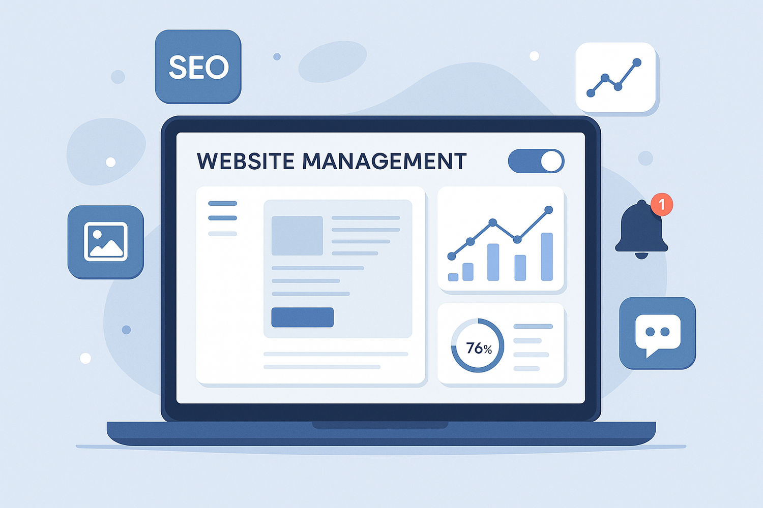 creami un'immagine moderna inerente alla gestione del sito web